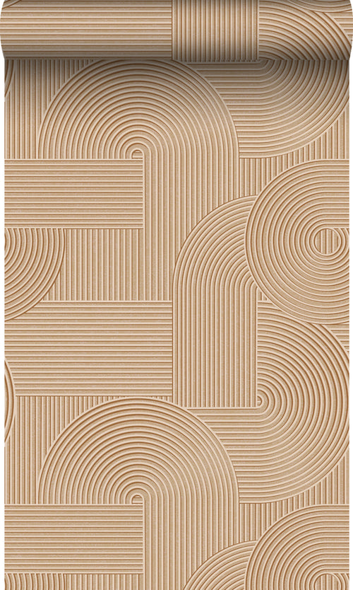 Origin Wallcoverings behang grafisch 3D motief licht terracotta - 53 cm x 10.05 m - 348016 - vtwonen shop