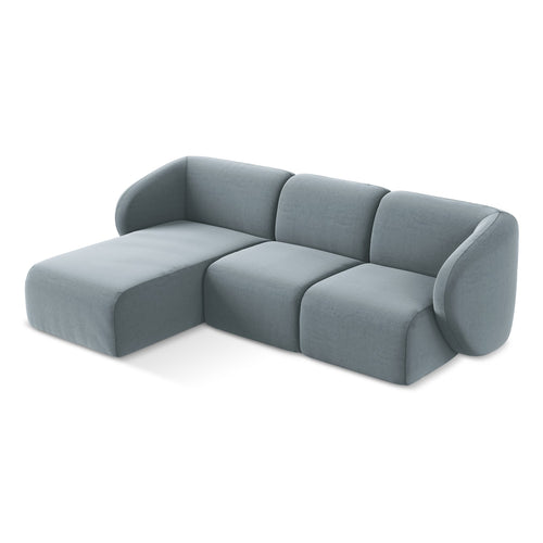 LaMiaSofa hoekbank links Cervo - velours - lichtblauw - 248x166x82