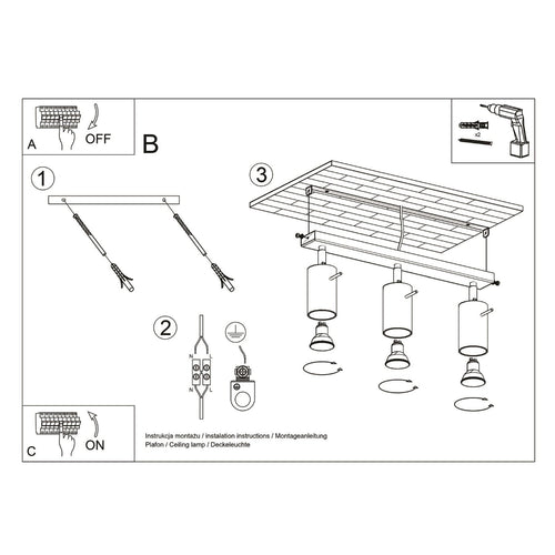 Sollux Lighting Plafondlamp RING 3L salie - 45x6x16cm