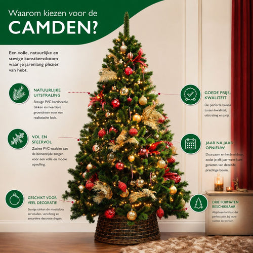 Triumph Tree Camden Boom - Kerstboom met Natuurlijke Look en 580 Stevige Takjes - Sfeervolle Kerstversiering voor Binnen - Kunstboom Rond Klassiek