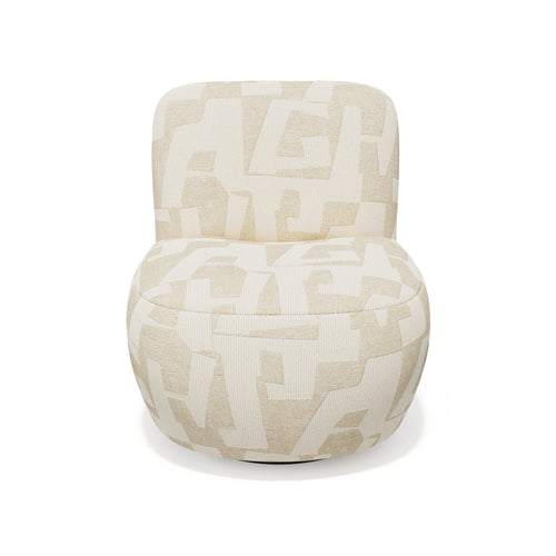 Sia Home - Draaibare fauteuil JENA - structuurstof met patroon ecru 65cm