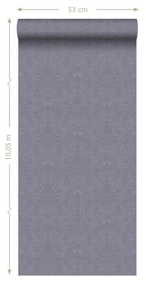 Origin Wallcoverings behang ornamenten paars en grijs - 53 cm x 10,05 m - 346534 - vtwonen shop