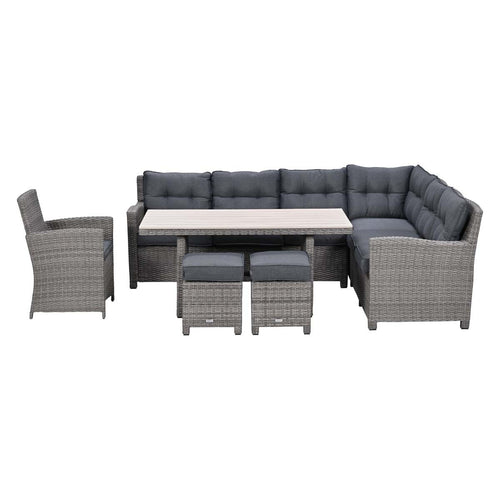Garden Impressionslounge dining set Jaru 6-delig rechts - light teak vironwood