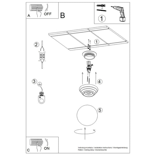 Sollux Lighting Plafondlamp ZORI ultramarijn IP44 - 12x16x12cm