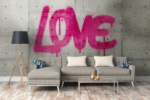 One Wall one Role fotobehang betonlook grijs en roze - 371 x 280 cm - AS-382651 - vtwonen shop