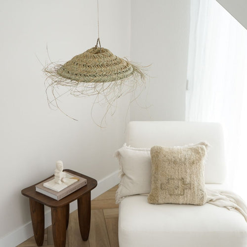 NOA MAY Hanglamp Flat - naturel - zeegras  - Ø 40 x h 9 cm