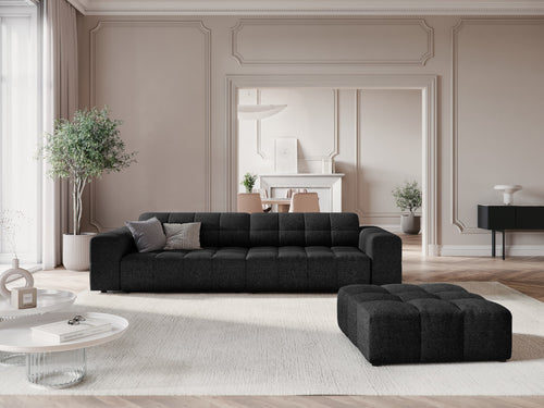 Cosmopolitan Design Poef Chicago chenille zwart - 84x102x42cm