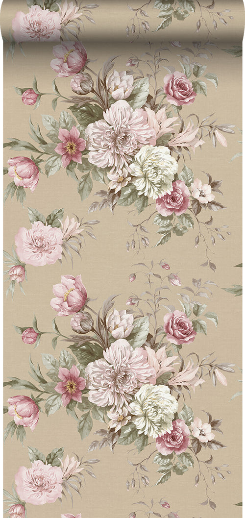 Borastapeter behang bloemstilleven roze - 53 cm x 10.05 m - 660257 - vtwonen shop