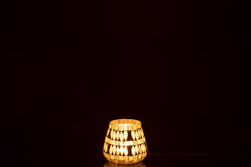 J-Line theelichthouder Mozaiek - glas - beige - small - 2 stuks - vtwonen shop