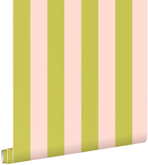 ESTAhome behang strepen roze en groen - 0.53 x 10.05 m - 131574