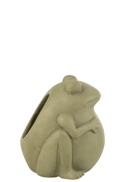 J-Line bloempot Frog - keramiek - groen - large - Ø 27 cm