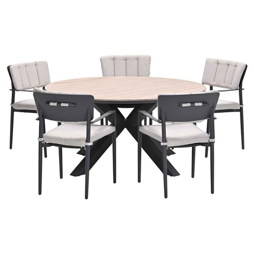 Garden Impressions tuinset Dane - Tulli - donker grijs - Ø148x75 cm - 6-delig