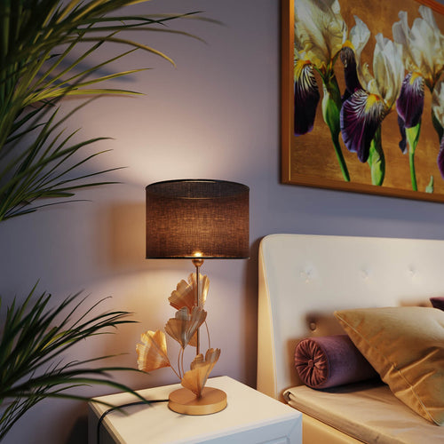 Kare Design tafellamp - gingkobladeren - goud en zwart - vtwonen shop