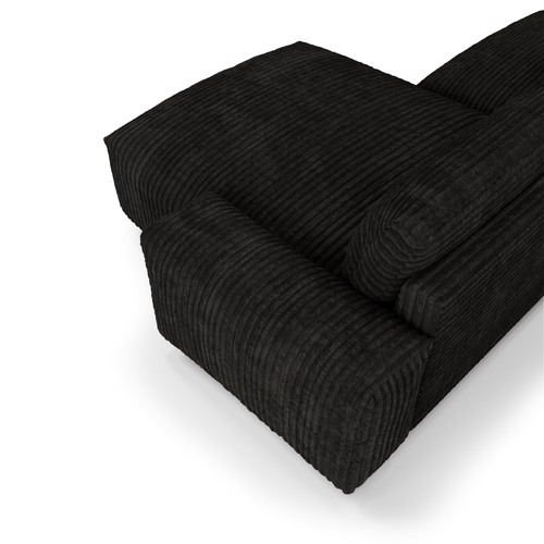 Sia Home - Rechte hoekbanken BLISS - XXL ribfluweel - Zwart - 220cm
