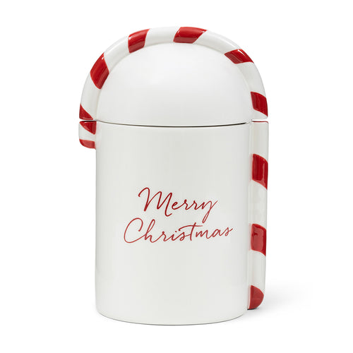 Rivièra Maison Christmas Candy Cane Storage Jar - Porselein - Wit - vtwonen shop