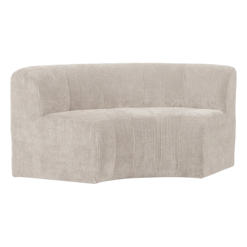 WOOOD eetbank halfronde hoek rugleuning Mojo Base - Rib - Ecru - 83x152x76