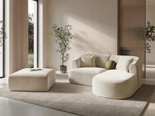 Cosmopolitan Design Poef Campi flueel lichtbeige - 90x90x40cm