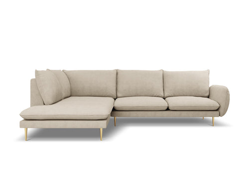 Cosmopolitan Design linker hoekbank Vienna 6-zits, structurele stof, beige - 185x275x95cm