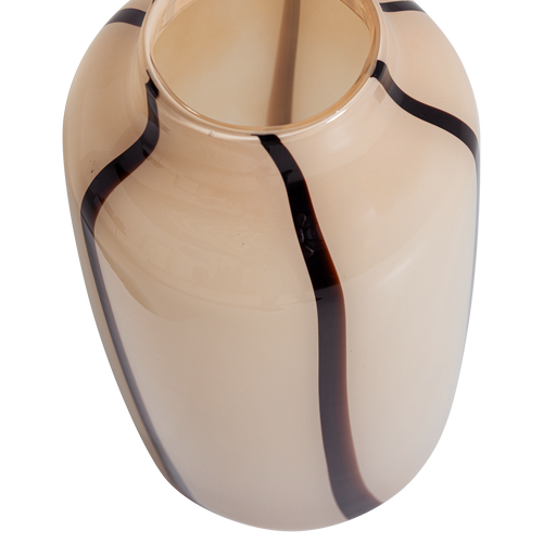 WOOOD vaas Selena - Glas - Naturel Met Streep Bruin - 35x18x18