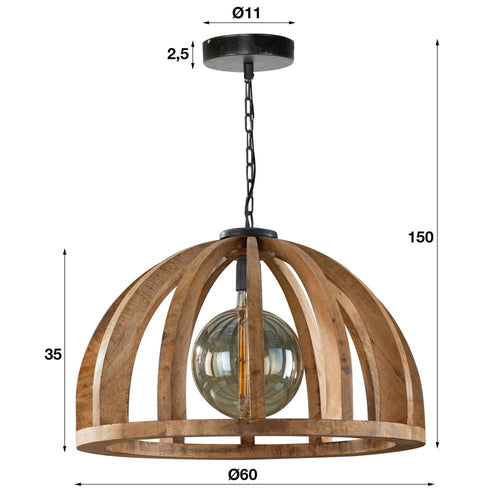 Giga Meubel Hanglamp - Naturel Hout - 1-Lichts - Ø60x150cm - vtwonen shop