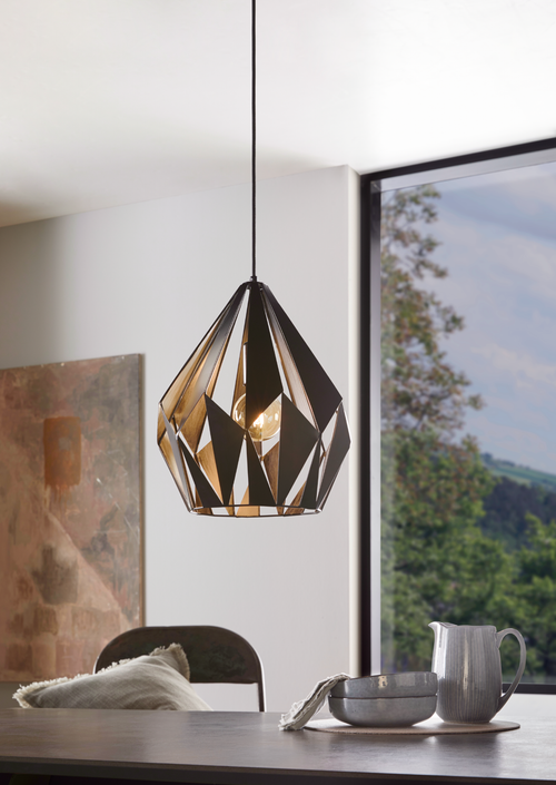 EGLO hanglamp Carlton 1 - 1 lichts - ø31cm - zwart, zilver - vtwonen shop