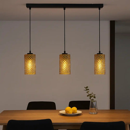 Freelight hanglamp Cestino - 3 lichts - 120  x 150   cm - zwart - goud