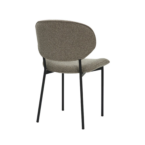 LABEL51 Eetkamerstoel Senn - Grijs/Zwart Bouclé - Set van 2