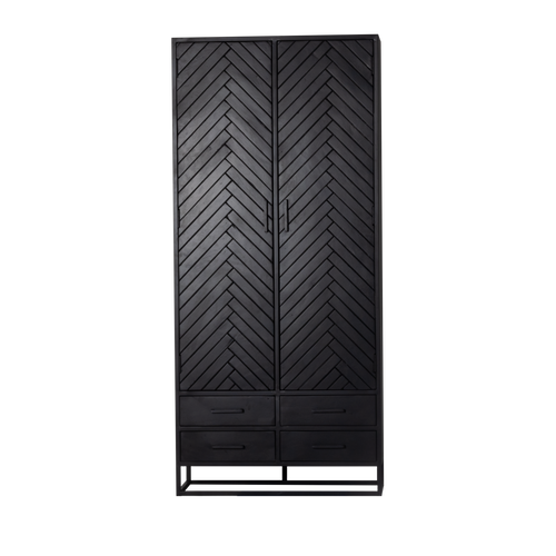 Giga Meubel Wandkast Isa - Zwart Hout - 90x40x200cm