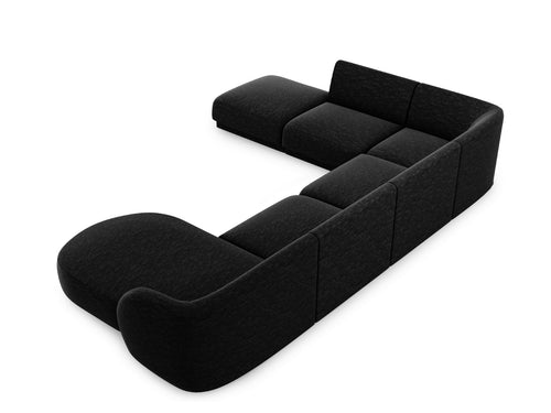 Micadoni Panoramische hoekbank links Miley 6-zits, structurele stof antraciet - 255x330x70cm