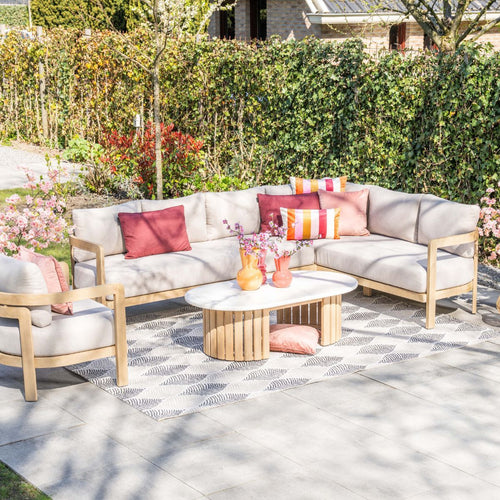 Garden Impressions Lounge dining set Sirocco 4-delig rechts - acacia - grey sand