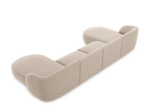 Micadoni Panoramische bank Miley 5-zits, chenille, beige - 156x330x70cm