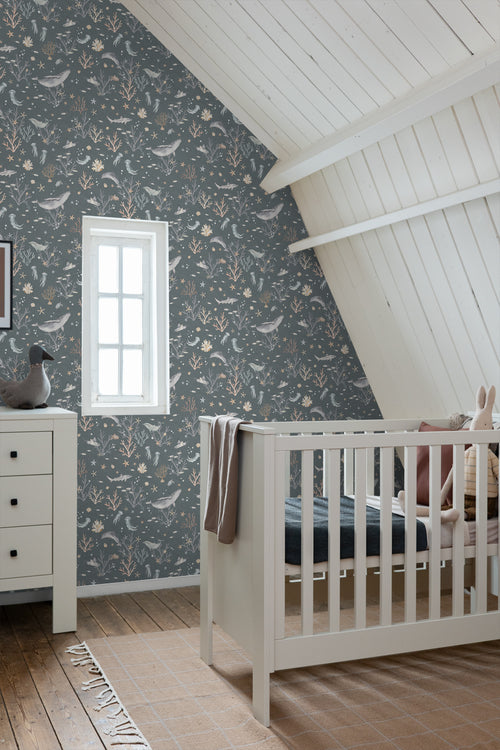 ESTAhome behang onderwaterwereld blauwgroen - 50 x 900 cm - 131258 - vtwonen shop