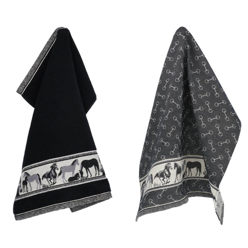 Luxe Keukendoek en Theedoek Paard Zwart GOTS -  Bunzlau Castle - 100% biologisch GOTS katoen