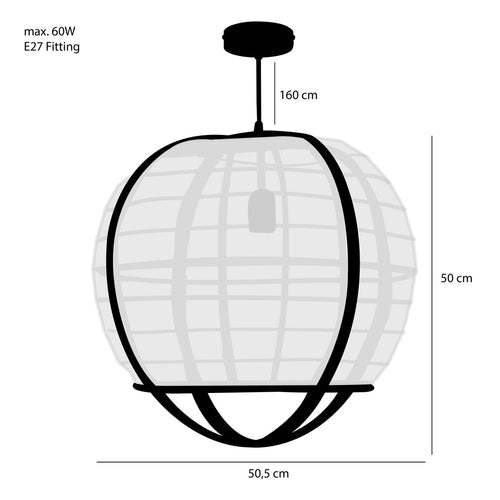 Mica Decorations Pella Hanglamp - H50 x Ø51 cm - Linnen - Off-white