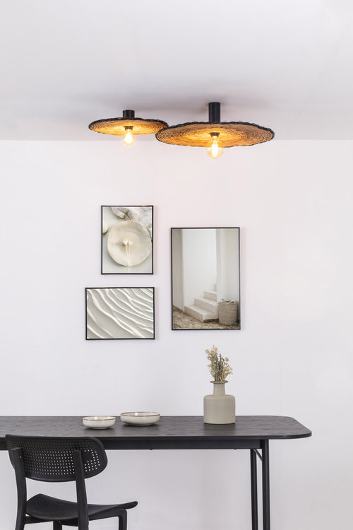 Faro Costas 600 H140 Zwart, rotan wand-/plafondlamp