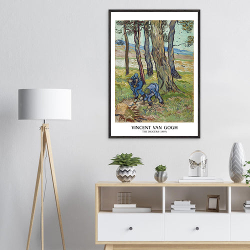 Artfulprints Poster met Lijst Vincent van Gogh - The diggers   - A4 21x29.7 cm - Groen