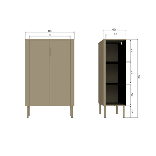 WOOOD kast 2-deurs Gunnar - Grenen - Matzwart - 135x85x39 - vtwonen shop