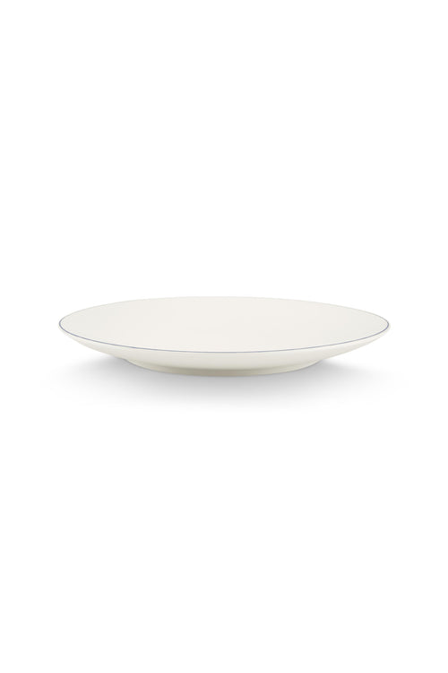 vtwonen - Dinerbord - Wit/Blauw Lijn - Porselein - 25,5cm - Set van 6