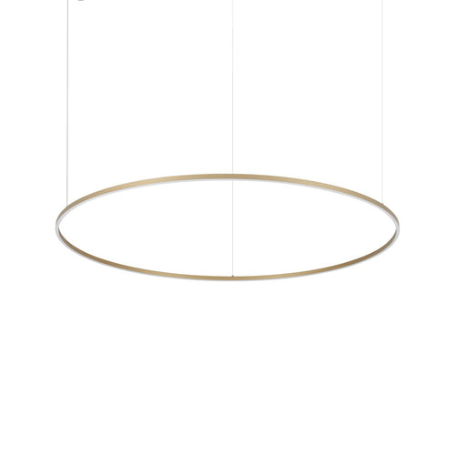 Ideal Lux ORACLE SLIM 150 cm niet dimbare ronde LED-pendellamp met geïntegreerde LED-verlichting, 3000K, messing, 9300lm