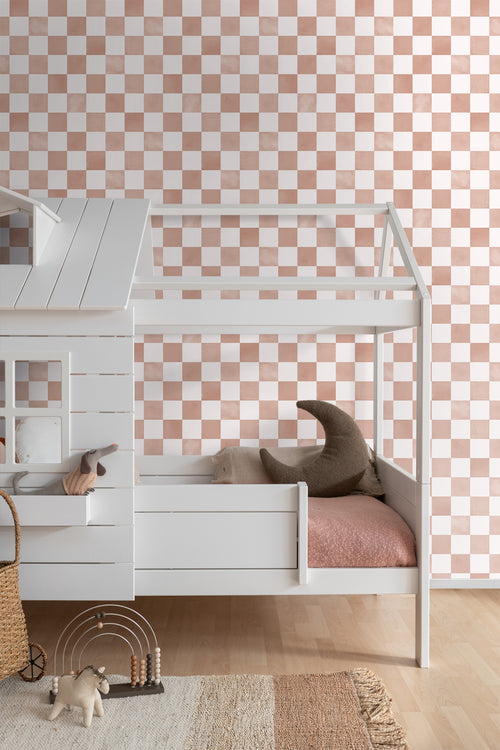 ESTAhome behang geblokt motief bruin en wit - 50 x 900 cm - 131289 - vtwonen shop