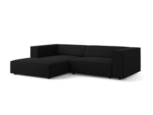 Cosmopolitan Design linker hoekbank Arendal 3-zits, chenille met ribbeleffect, zwart - 166x224x70cm
