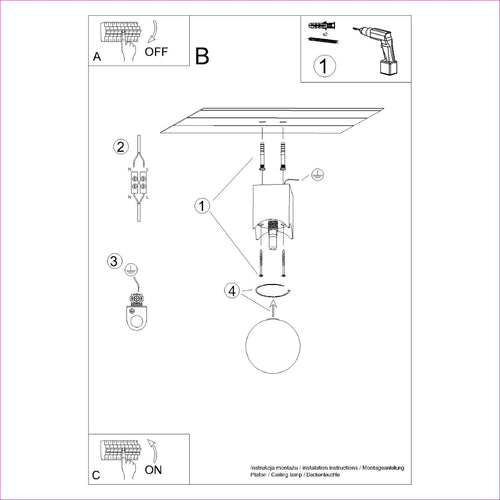 Sollux Lighting Plafondlamp SOLIS natuurlijk hout - 12x12x19cm