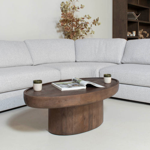 DÉJA Living Salontafel Sola Ovaal - Mangohout - Donkerbruin - 120x65x39cm