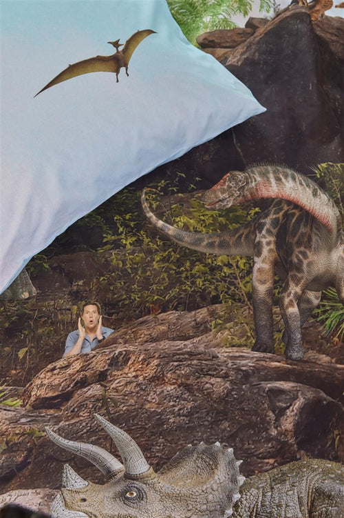 FREEK VONK dekbedovertrek Dappere Dinos - 140x200 cm - naturel - vtwonen shop