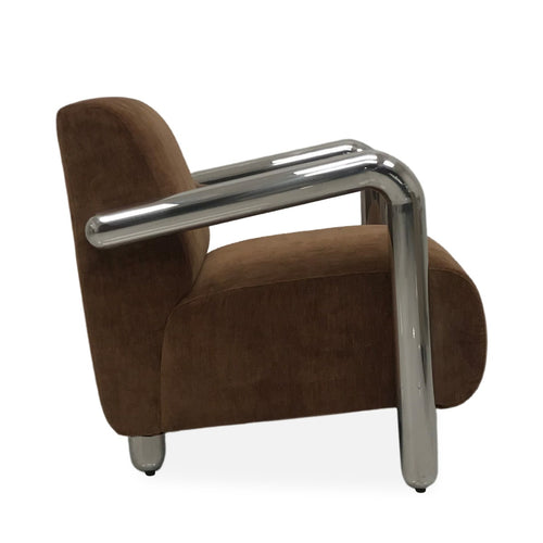 DÉJA Living Fauteuil Tolga - Bruin/Chrome Stof - 70x85x75cm - vtwonen shop