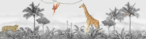 Sanders & Sanders zelfklevende behangrand jungle dieren grijs - 500 x 13.8 cm - 601318
