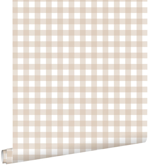 ESTAhome behang geblokt motief beige - 50 x 900 cm - 131299