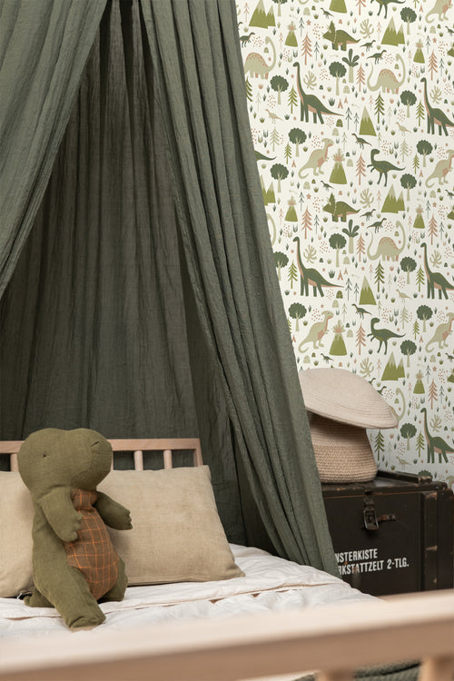 ESTAhome behang dinosaurussen groen - 50 x 900 cm - 131356