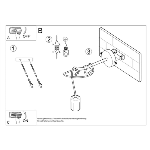Sollux Lighting Wandlamp EDISON zwart - 8x23x100cm