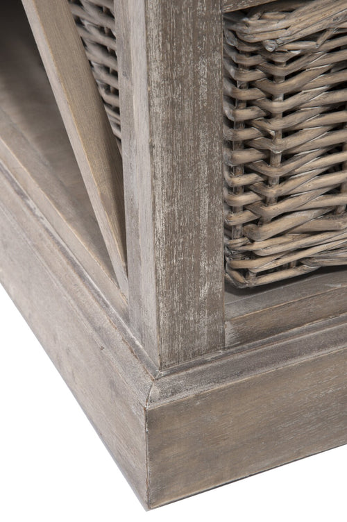 J-Line TV kast + 2 Manden - hout - grijs/naturel